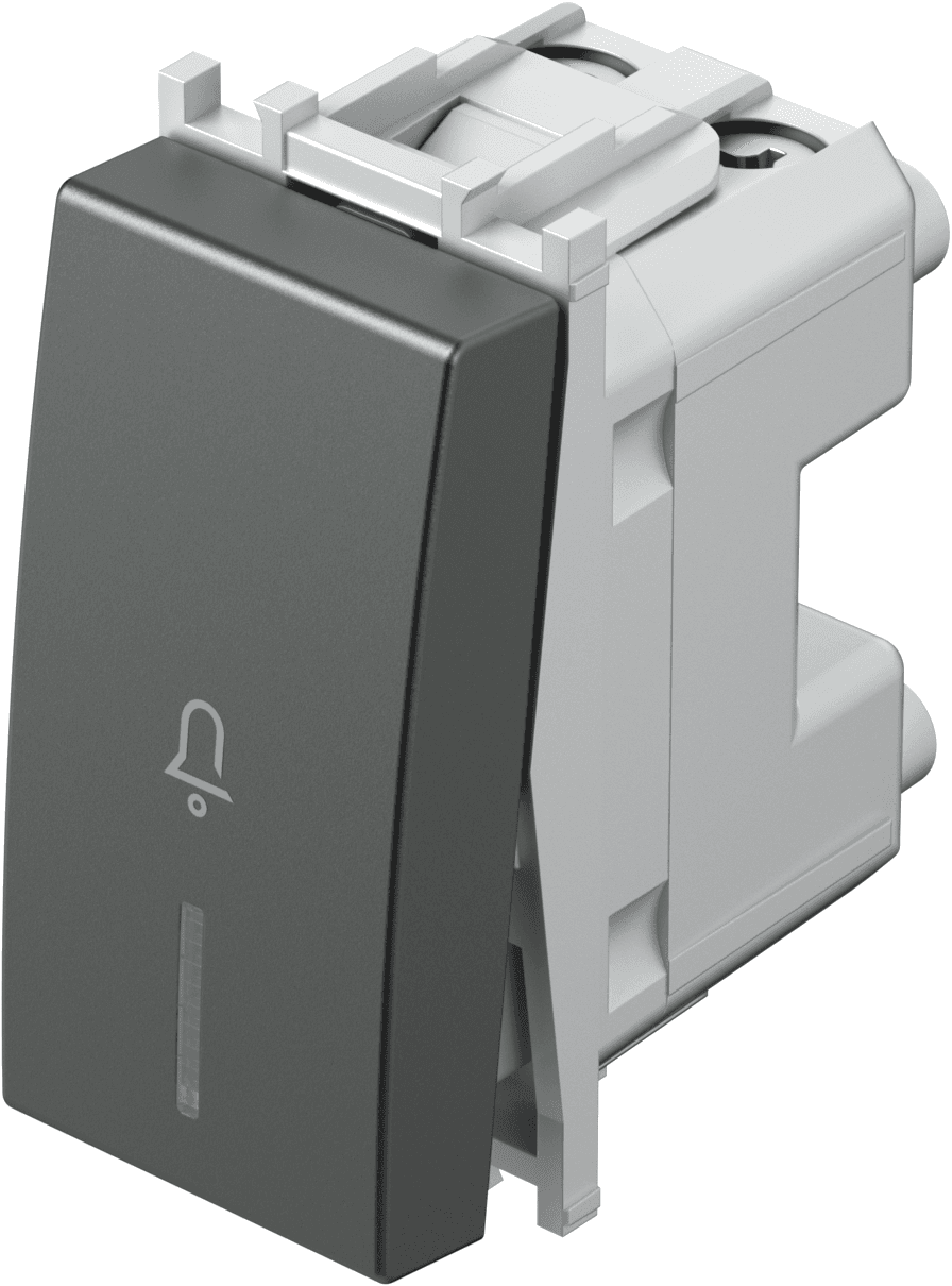 Enopolno tipkalo s simbolom "zvonec" in z indikatorjem TEM MODUL Blister SM11 AT IN 01 -B, 16 A, 250 V, 1M, antracit