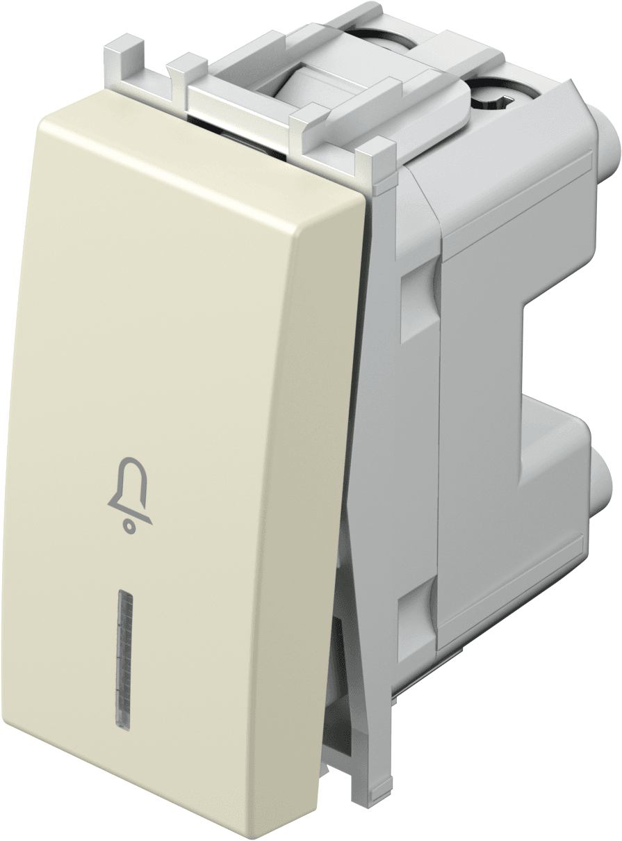 Enopolno tipkalo s simbolom "zvonec" in z indikatorjem TEM MODUL Blister SM11 IW IN 01 -B, 16 A, 250 V, 1M, sijaj bež
