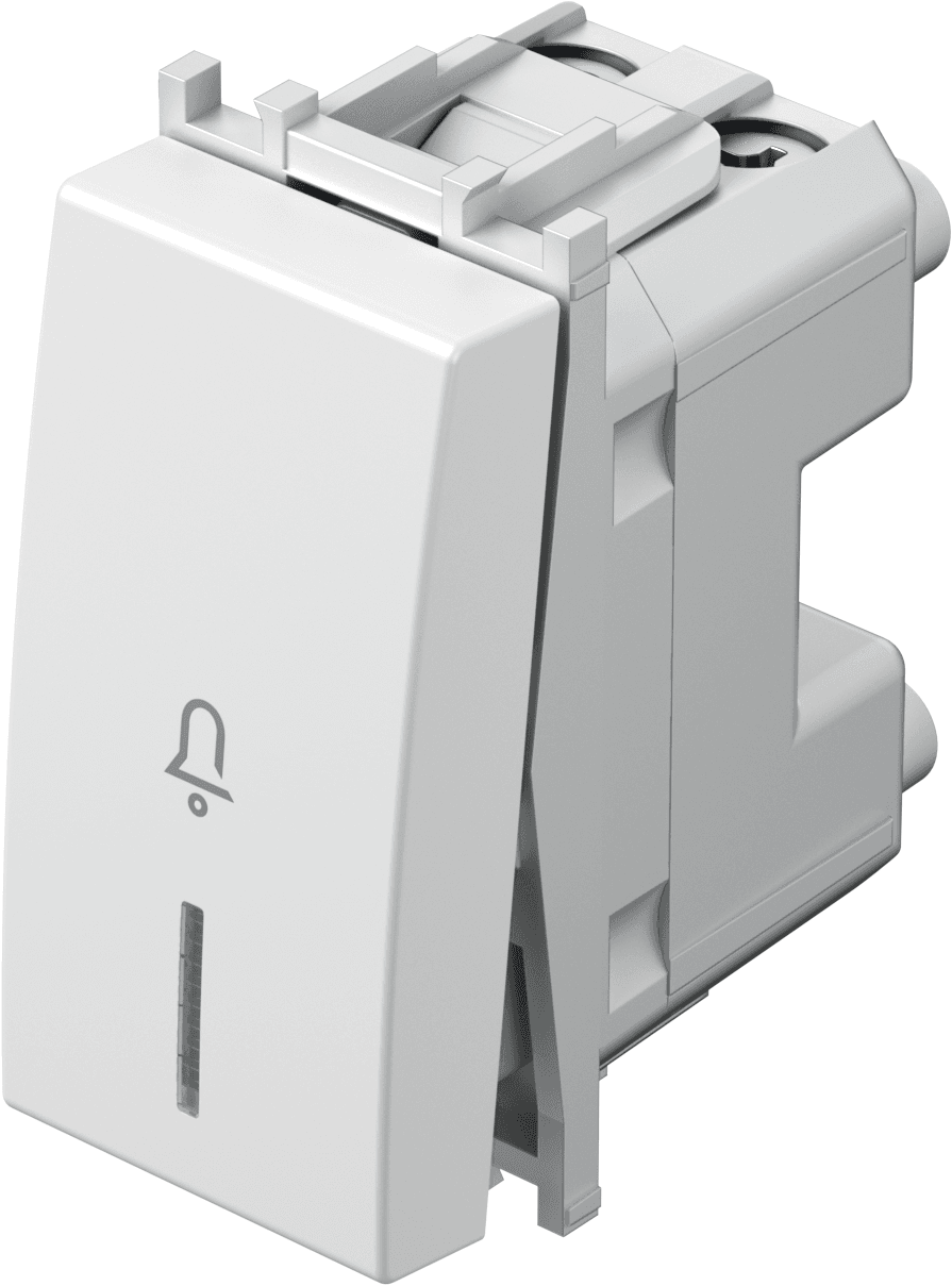 Enopolno tipkalo s simbolom "zvonec" in z indikatorjem TEM MODUL Blister SM11 PW IN 01 -B, 16 A, 250 V, 1M, sijaj bela