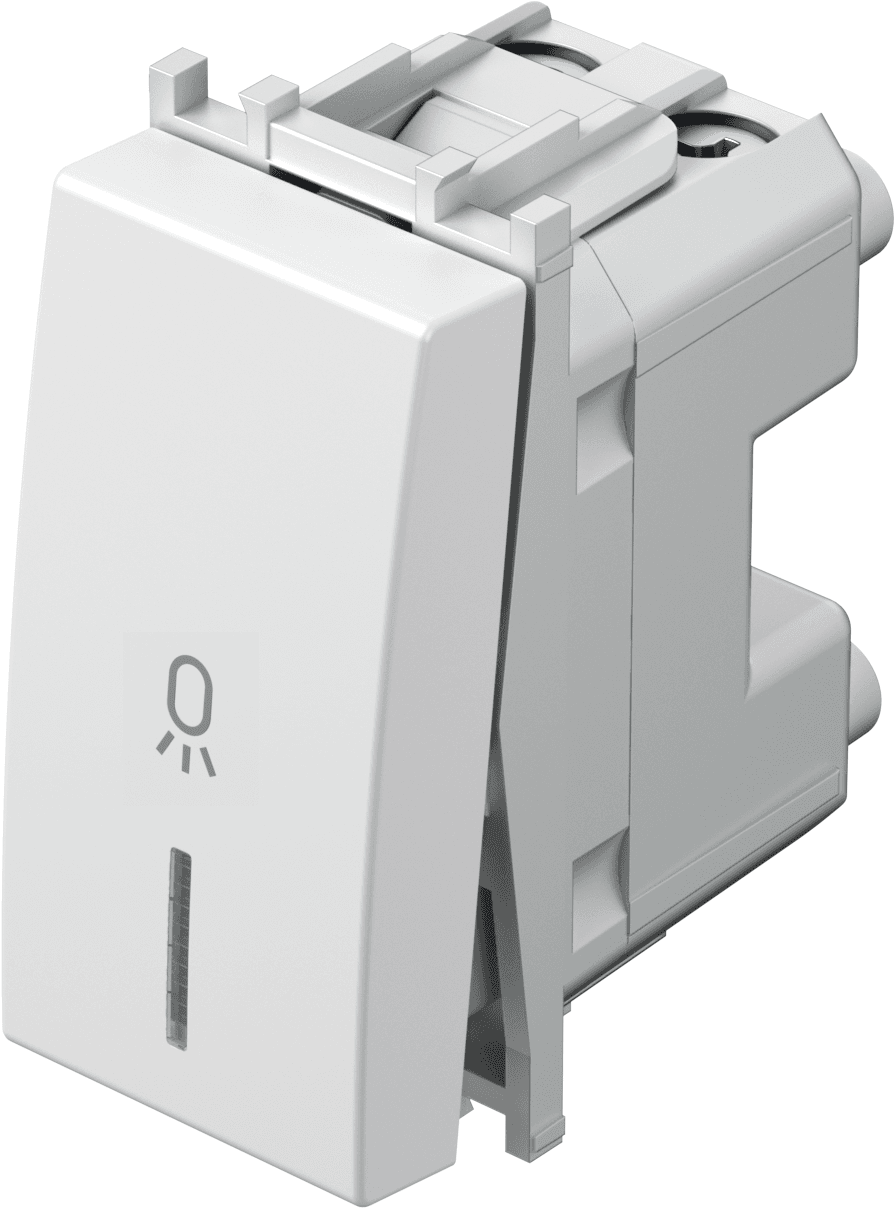 Enopolno tipkalo s simbolom "luč" in z indikatorjem TEM MODUL Blister SM11 MW IN 02 -B, 16 A, 250 V, 1M, mat bela
